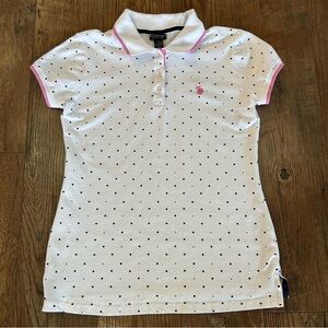 U.S Polo Assn. Short Sleeve Polo White Polka Dots Small
